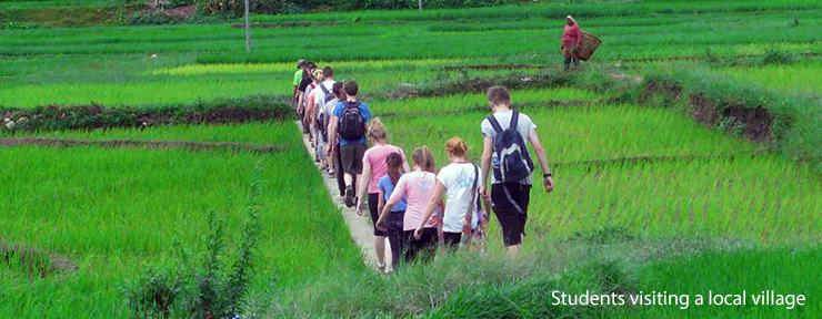 Student Group Visiting Local Village